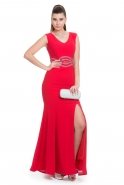 Uzun Kırmızı Abiye Elbise C7093