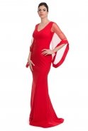 Uzun Kırmızı Abiye Elbise C7026