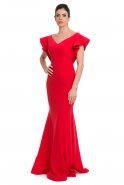 Uzun Kırmızı Abiye Elbise C7049