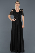Siyah Uzun Simli Mezuniyet Elbisesi ABU955