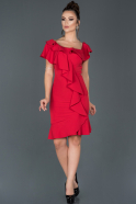 Kırmızı Kısa Davet Elbisesi ABK525