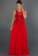 Uzun Kırmızı Abiye Elbise F2536