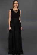 Uzun Siyah Simli Dekoltesiz Elbise AR36824