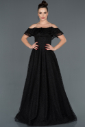 Siyah Madonna Yaka Prenses Model Nişan Elbisesi ABU1113
