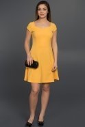 Kısa Sarı Dekoltesiz Elbise AR36842