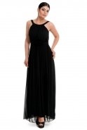 Uzun Siyah Dekoltesiz Mezuniyet Elbisesi T2585