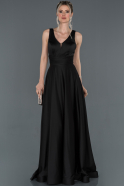 Siyah Sırt Dekolteli Saten Mezuniyet Elbisesi ABU1210