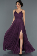 Violet Uzun Yırtmaçlı Abiye Elbise ABU808