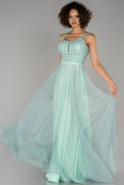 Firuze Sim Detaylı Prenses Abiye Elbise ABU1450