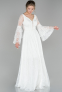 Uzun Beyaz Nikah Elbisesi ABU1493