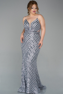 Long Grey Plus Size Evening Dress ABU1661