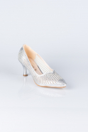 Gümüş Taşlı Stiletto Abiye Ayakkabı MJ5151