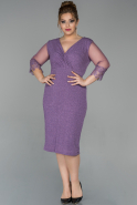 Lavender Short Plus Size Evening Dress ABK808