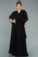 Long Black Chiffon Plus Size Evening Dress ABU2071