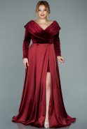 Длинное Свободное Вечернее Платье Бордовый ABU2084