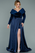 Длинное Свободное Вечернее Платье Темно-синий ABU2084