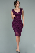 Violet Dantelli Kısa Elbise ABK010