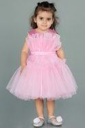 Pembe Kız Çocuk Abiye Elbise Prenses Model ABO078