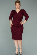 Короткое Свободное Вечернее Платье Бордовый ABK1246
