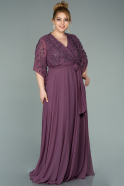 Lavender Long Chiffon Plus Size Evening Dress ABU2071