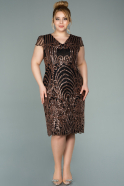 Short Black-Gold Laced Oversized Evening Dress ABK1283