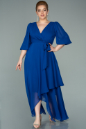Sax Blue Midi Chiffon Oversized Evening Dress ABK1083