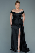 Большое Атласное Платье Черный ABU2561
