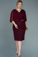 Миди Вечернее Платье Большого Размера Бордовый ABK1567