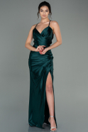 Длинное Атласное Выпускное Платье Изумрудно-зеленый ABU2800