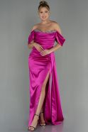 Длинное Атласное Вечернее Платье Светлая Фуксия ABU2661