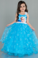 Mavi Askılı Tarlatanlı Elsa Kız Çocuk Abiye ABU3036