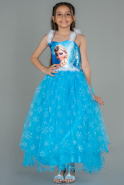 Mavi Askılı Tarlatanlı Elsa Kız Çocuk Abiye ABU3038