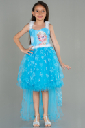 Mavi Askılı Uzun Elsa Kız Çocuk Abiye ABO097