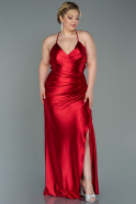 Большое Атласное Платье красный ABU3053