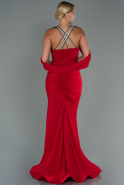 Kırmızı Sırt Dekolteli Yırtmaçlı Uzun Mezuniyet Elbisesi ABU3101