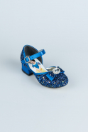 Saks Mavi Pamuk Prenses Pullu Kız Çocuk Abiye Ayakkabısı HR002