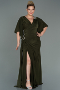 Long Olive Drab Plus Size Evening Dress ABU3173