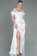 Длинное Атласное Платье Для Помолвки Белый ABU1606