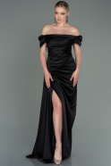 Длинное Атласное Платье Для Помолвки Черный ABU1606