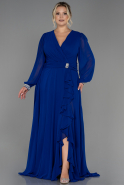 Длинное Шифоновое Вечернее Платье Ярко-синий ABU3222