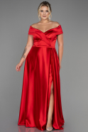 Большое Атласное Платье красный ABU2355
