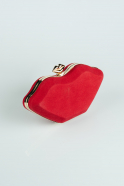 Kästchen-Tasche Wildleder Gold-Rot SH816