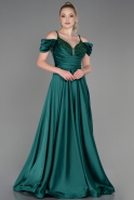 Long Emerald Green Satin Evening Dress ABU3226