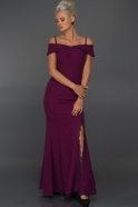 Uzun Violet Askılı Ve Yırtmaçlı Uzun Balık Abiye Elbise ABU125