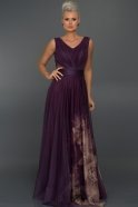 Uzun Violet Desenli Abiye ST5253