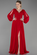 Длинное Шифоновое Вечернее Платье красный ABU1702