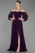 Длинное Шифоновое Выпускное Платье Пурпурный ABU2457
