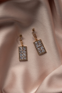 Gold Taşlı Abiye Küpe UKP0763