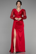 Red Long Satin Evening Dress ABU3080