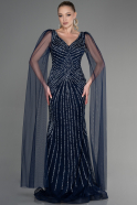 Особенное Длинное Свадебное Платье Темно-синий ABU3357